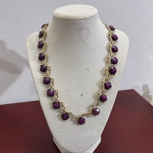 Elegant Purple and Gold tone, fashion Necklace